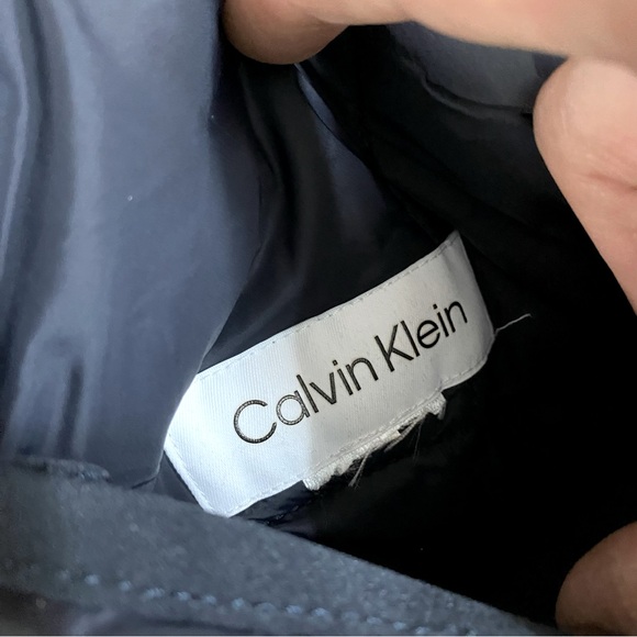 Calvin Klein Black Blue Reversible Quilted Puffer Zip Front Bomber Jacket S - Picture 5 of 15